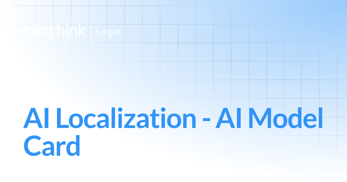 AI Localization - AI Model Card | Legal Documentation